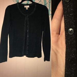 LOFT Black Shimmer Cardigan